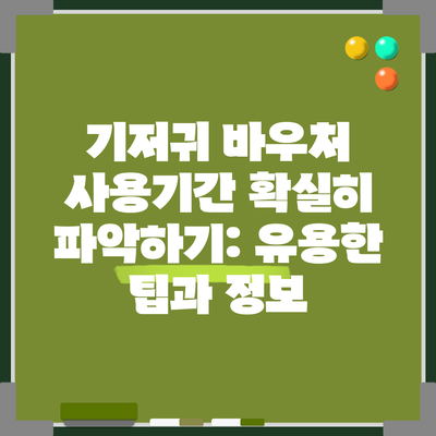 기저귀 바우처 사용기간 확실히 파악하기: 유용한 팁과 정보