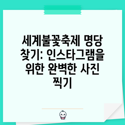 세계불꽃축제 명당 찾기: 인스타그램을 위한 완벽한 사진 찍기