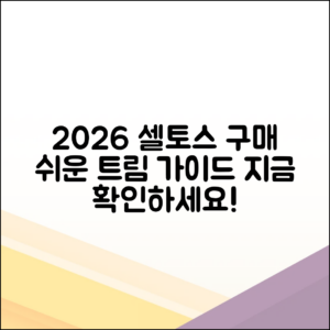 누구나 쉽게 이해하는 2026 셀토스 트림 구매 가이드