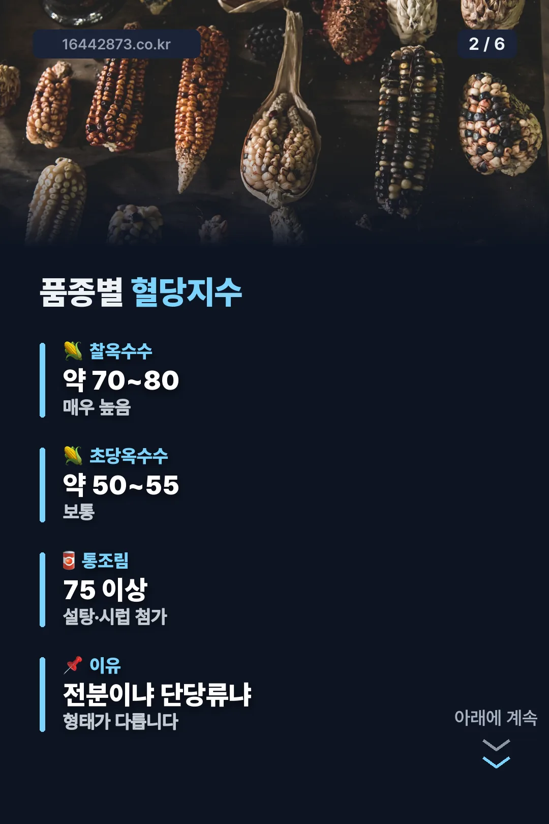 품종별 혈당지수 수치