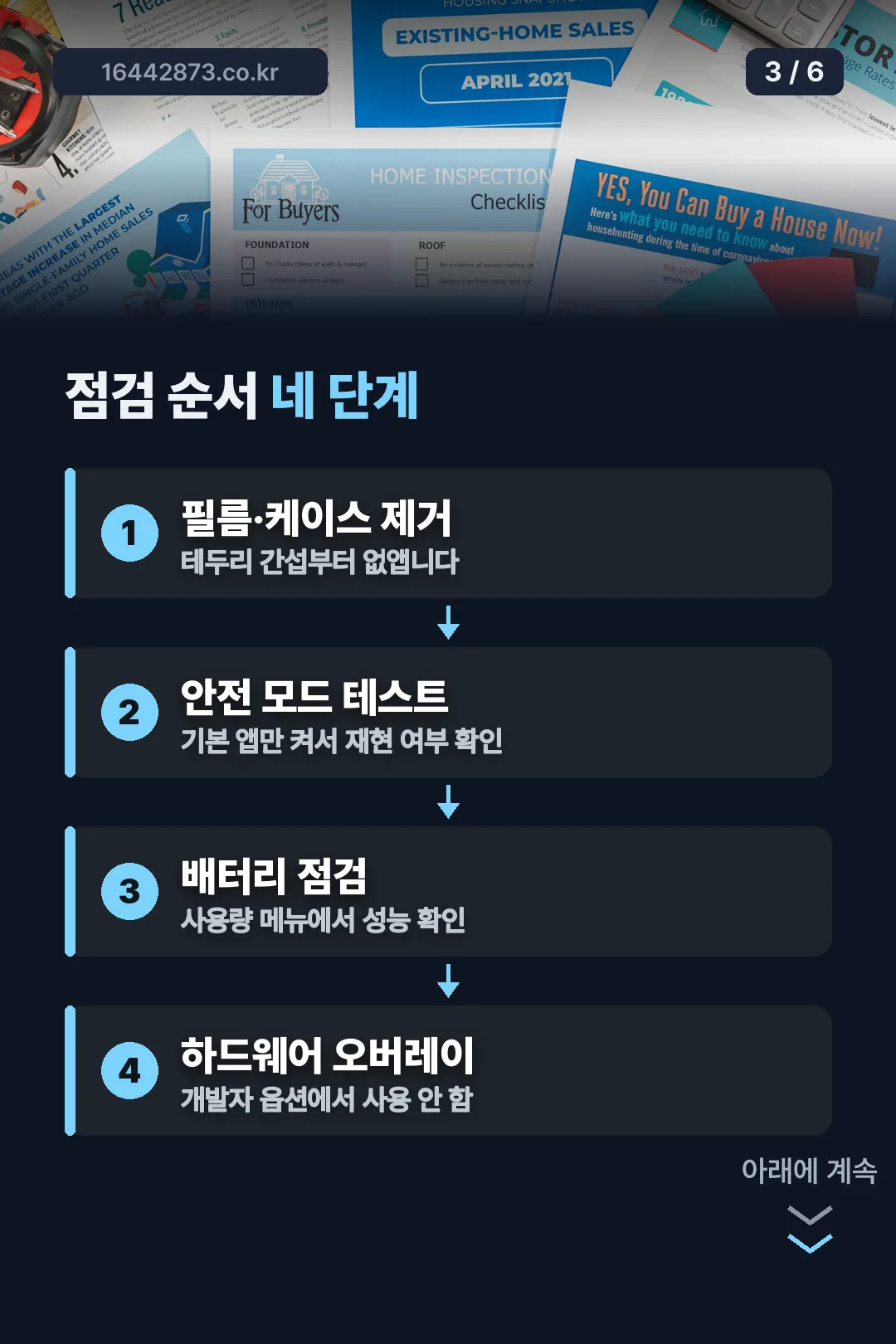점검 순서 여섯 단계